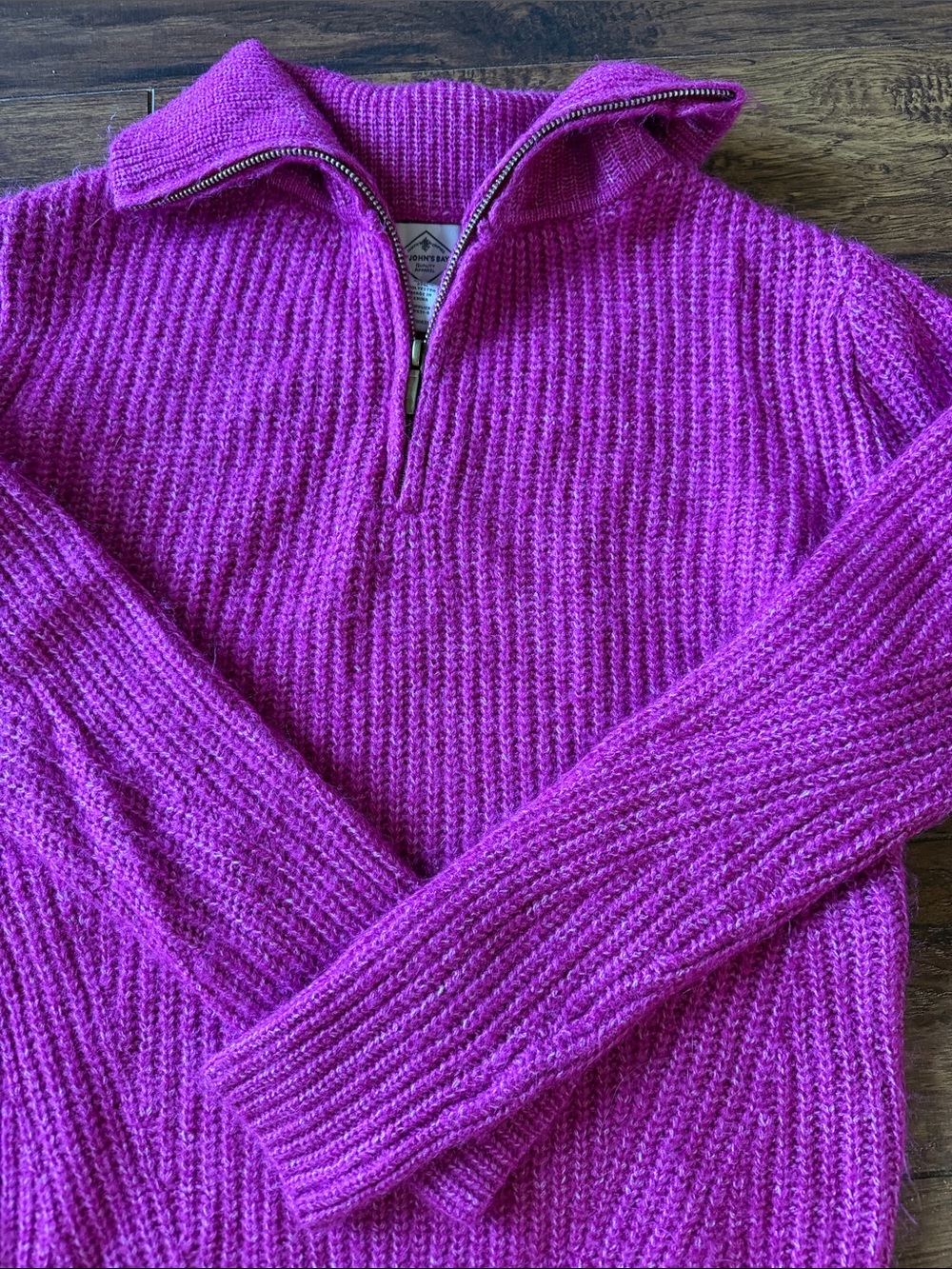 St. John's Bay Women's V-Neck Sweater in Bright Magenta